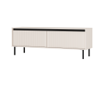 TV-Board, TV-Schrank 140 cm mit Schubladen, schwarze Metallfüße, Lamellen-Fronten, sandbeige, ASTIR