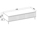 TV-Board, TV-Schrank 178 cm, mit 3 Schubladen, schwarze Metallfüße, Lamellen-Fronten, sandbeige, ASTIR