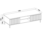TV-Board, TV-Schrank 178 cm, mit Schubladen, schwarze Metallfüße, Lamellen-Fronten, sandbeige, ASTIR