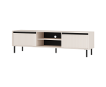 TV-Board, TV-Schrank 178 cm, mit Schubladen, schwarze Metallfüße, Lamellen-Fronten, sandbeige, ASTIR