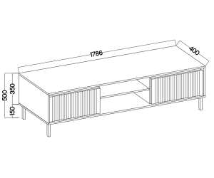 ASTIR TV-Board, TV-Schrank 178 cm, mit Schubladen, schwarze Metallfüße, Lamellen-Fronten, Eiche Evoke