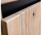 Nachttisch mit einer Schublade, schwarze Metallfüße, Lamellen-Fronten, Eiche Evoke, ASTIR