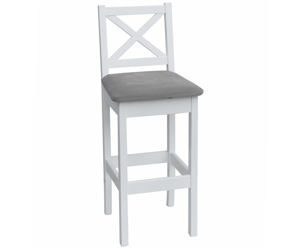 Weißer Barhocker, skandinavischer Barstuhl, gepolsterte Sitzfläche, MOOD HX