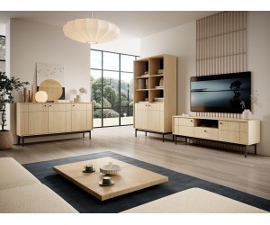 PAXOS Stilvolles Möbelset für Wohnzimmer, Eiche Linea