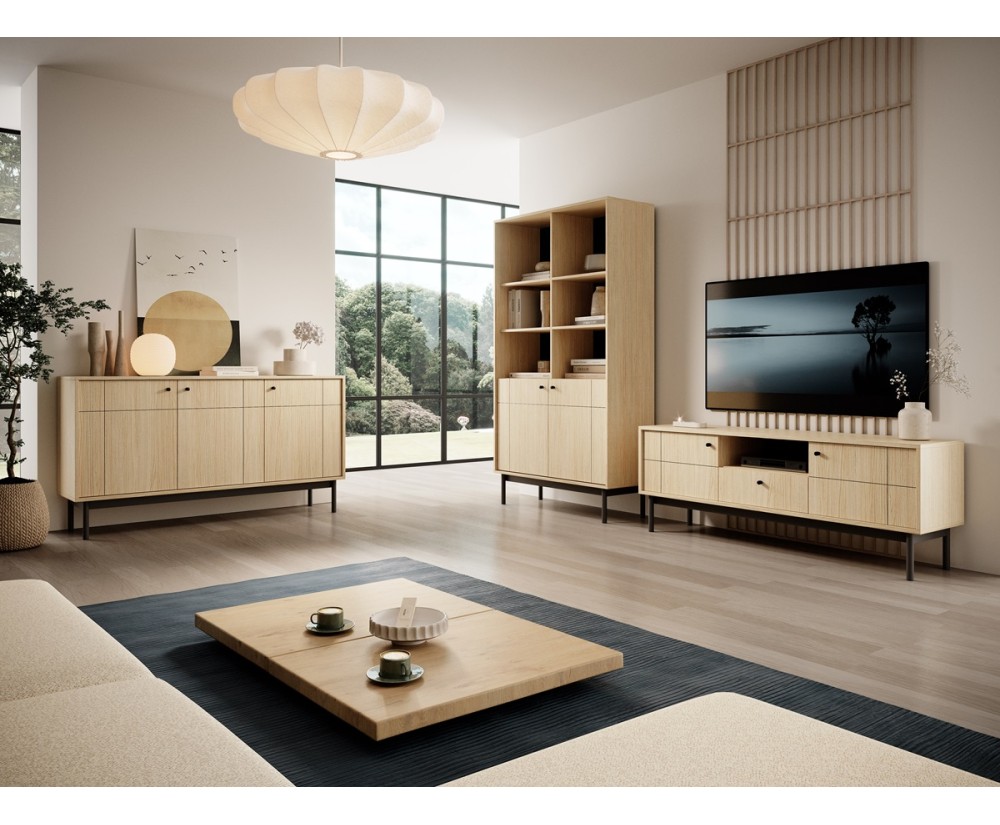 PAXOS Stilvolles Möbelset für Wohnzimmer, Eiche Linea