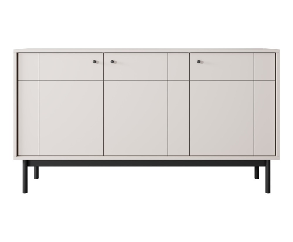 Große Kommode dreitürig, gefräste Fronten, Kaschmir, PAXOS 154