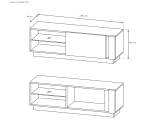ARKOS G TV-Schrank, TV-Board 138 cm mit Glasablage, optional mit LED-Beleuchtung, weiß + Grandson Eiche