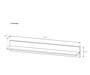 ARKOS J Wandboard, Wandregal 138 cm, weiß + Grandson Eiche