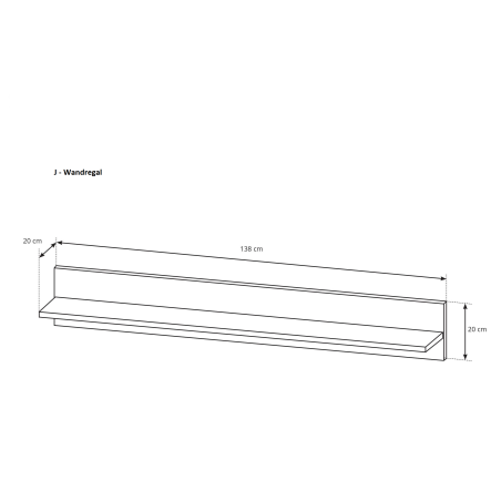 ARKOS J Wandboard, Wandregal 138 cm, weiß + Grandson Eiche