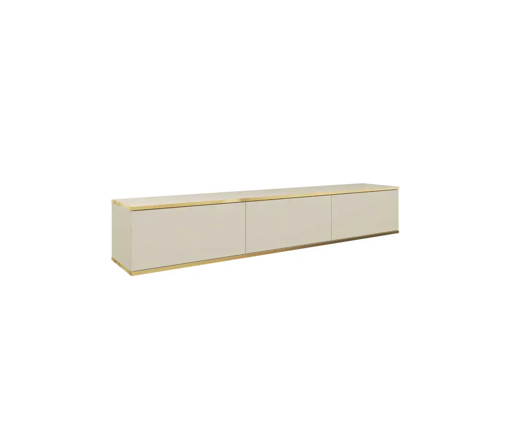 LIDO RTV-Schrank, TV-Board, Fernsehtisch Breite 175 cm, Hängeschrank, GLATTE Fronten, goldene Einsätze, Farbvarianten