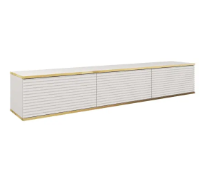 LIDO RTV-Schrank, TV-Board, Fernsehtisch Breite 175 cm, Hängeschrank, GERIFFELTE Fronten, goldene Einsätze, Farbvarianten