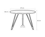 Runder Kaffeetisch Ø 67 cm, Couchtisch, Gestell schwarz, Tischplatte in drei Farbvarianten, HOLLY Runder Kaffeetisch Ø 67 cm, Couchtisch, Gestell schwarz, Tischplatte in drei Farbvarianten, HOLLY