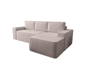 NESTO A4 Ecksofa in L-Form mit Schlaffunktion und Bettkasten, mit eingebauter Armlehne, Cord POSO