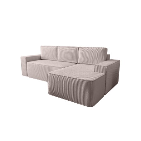 NESTO A4 Ecksofa in L-Form mit Schlaffunktion und Bettkasten, mit eingebauter Armlehne, Cord POSO