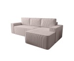Ecksofa in L-Form mit Schlaffunktion und Bettkasten, mit eingebauter Armlehne, Cord POSO, NESTO A4