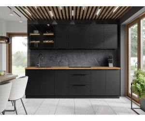 NORIS Küchenzeile, Küchenblock Breite 260 cm, schwarz matt, ohne E-Geräte