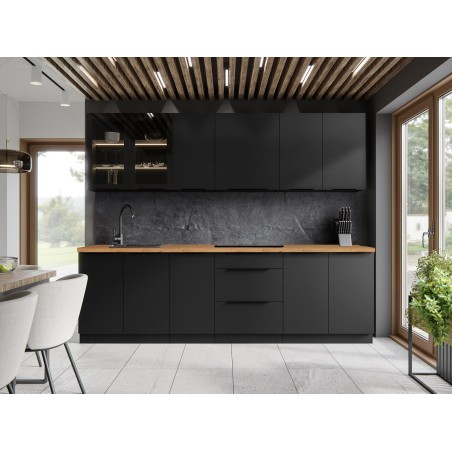 NORIS Küchenzeile, Küchenblock Breite 260 cm, schwarz matt, ohne E-Geräte