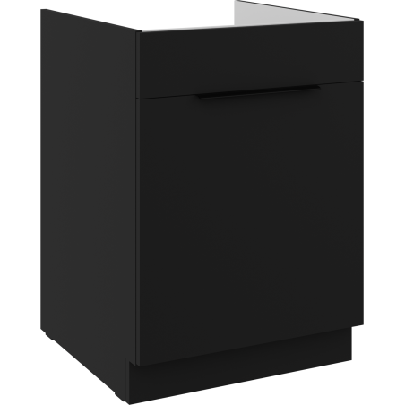 NORIS 60 ZL 1S BB Spülenunterschrank mit einer Schublade PREMIUM BOX, schwarz matt / schwarz matt
