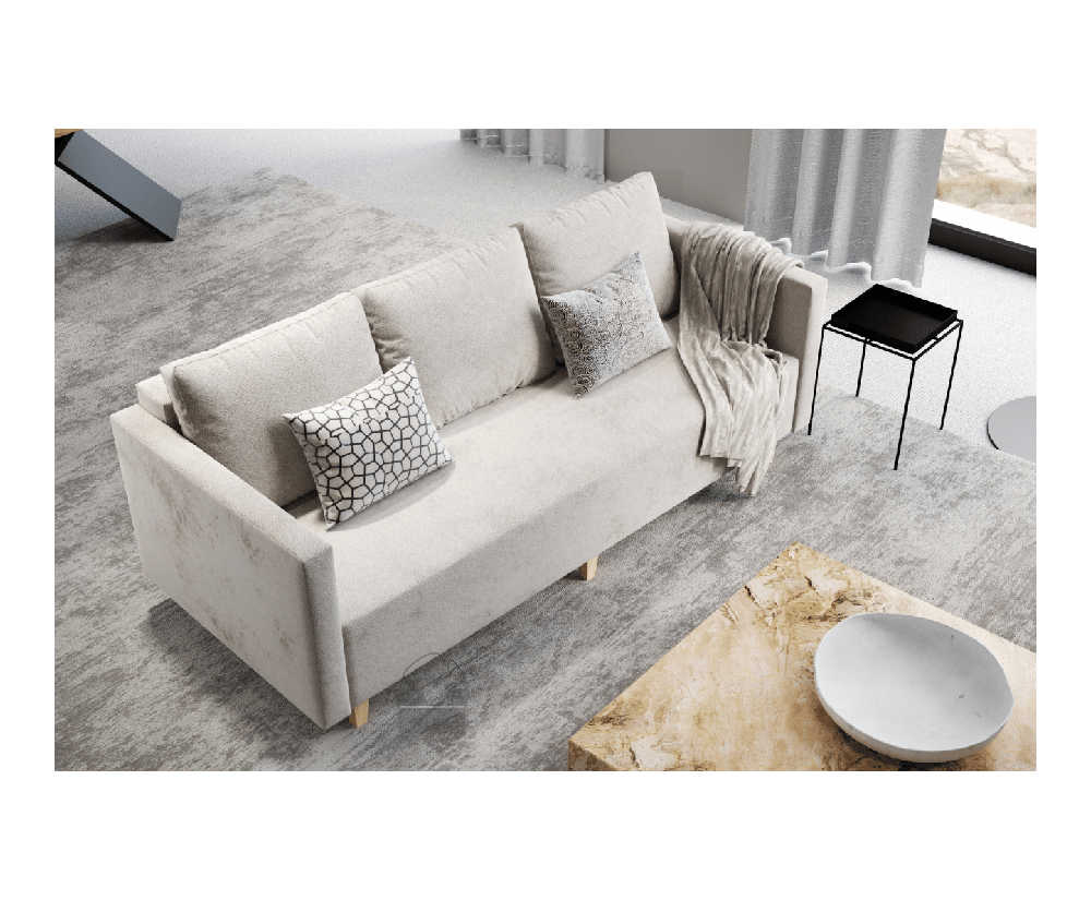 VALIO 3-Sitzer-Sofa mit Schlaffunktion und Bettkasten, auf Füßen, Stoff wasserabweisend