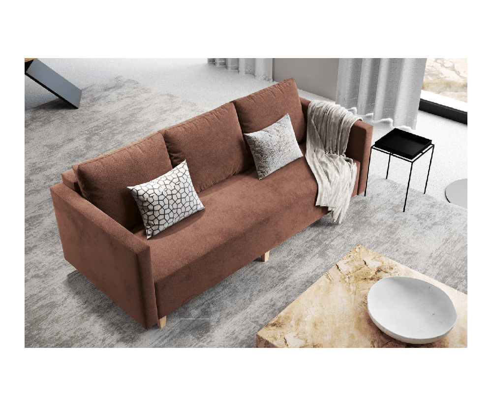 VALIO 3-Sitzer-Sofa mit Schlaffunktion und Bettkasten, auf Füßen, Stoff wasserabweisend