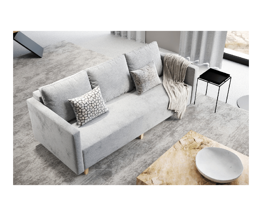 VALIO 3-Sitzer-Sofa mit Schlaffunktion und Bettkasten, auf Füßen, Stoff wasserabweisend
