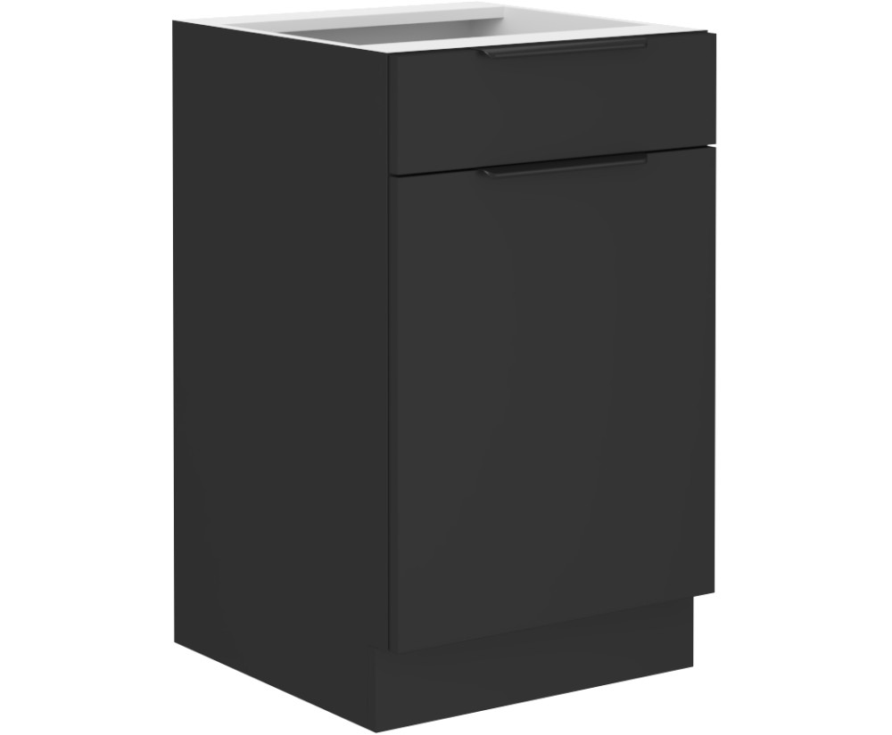 NORIS 50 D 1F1S BB Küchenunterschrank, schwarz matt / schwarz matt