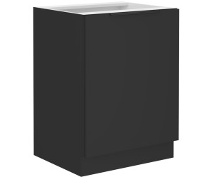 NORIS 60 D 1F BB Küchenunterschrank, schwarz matt / schwarz matt