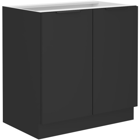 NORIS 80 D 2F BB Küchenunterschrank, schwarz matt / schwarz matt