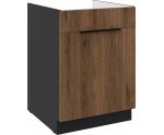 VELO 60 ZL 1S BB Spülenunterschrank mit einer Schublade PREMIUM BOX, schwarz matt / Nussbaum Okapi