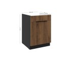 VELO 60 ZL 1S BB Spülenunterschrank mit einer Schublade PREMIUM BOX, schwarz matt / Nussbaum Okapi