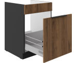 VELO 60 ZL 1S BB Spülenunterschrank mit einer Schublade PREMIUM BOX, schwarz matt / Nussbaum Okapi