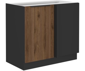 VELO 105 ND 1F BB Küchenunterschrank eintürig, schwarz matt / Nussbaum Okapi