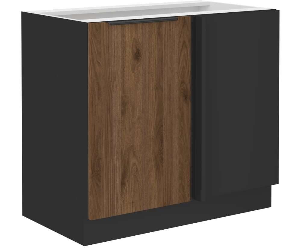 VELO 105 ND 1F BB Küchenunterschrank eintürig, schwarz matt / Nussbaum Okapi