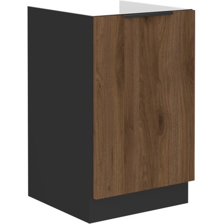 VELO 50 ZL 1F BB Spülenunterschrank, schwarz matt / Nussbaum Okapi