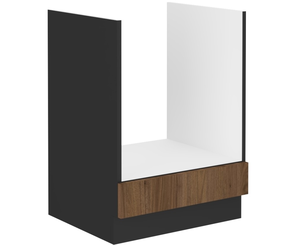 VELO 60 D GAZ BB Unterschrank für Backofen, Ofenschrank schwarz matt / Nussbaum Okapi