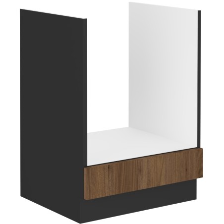 VELO 60 D GAZ BB Unterschrank für Backofen, Ofenschrank schwarz matt / Nussbaum Okapi