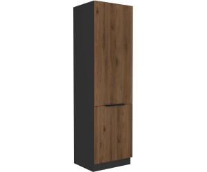 VELO 60 DK-210 2F Küchenhochschrank, Hochschrank zweitürig, schwarz matt / Nussbaum Okapi