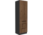 VELO 60 DKS-210 3S1F Küchenhochschrank, Hochschrank schwarz matt / Nussbaum Okapi