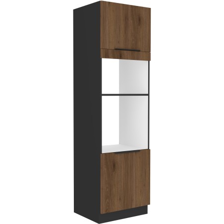 VELO 60 DPM-210 2F Hochschrank für Backofen und Mikrowelle schwarz matt / Nussbaum Okapi