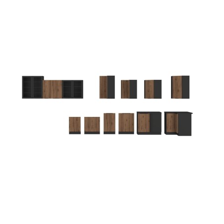 VELO 60 DPM-210 2F Hochschrank für Backofen und Mikrowelle schwarz matt / Nussbaum Okapi