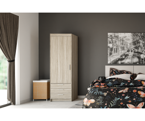 Schrank, Kleiderschrank 1-türig, Eiche Sonoma, SELENA