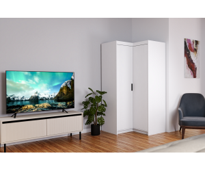 Eckschrank 2-türig, Kleiderschrank, weiß, SELENA