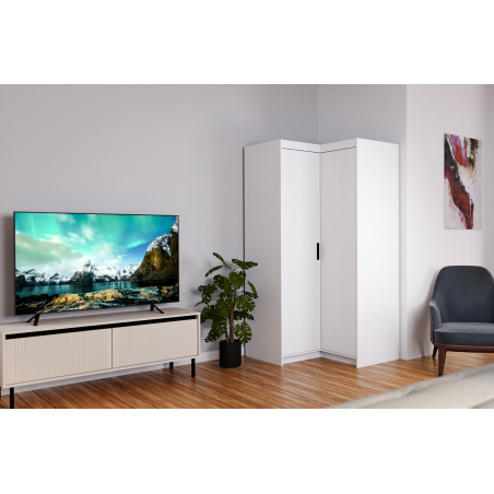 Eckschrank 2-türig, Kleiderschrank, weiß, SELENA