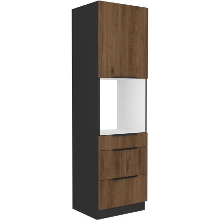 VELO 60 DPS-210 3S1F Hochschrank für Backofen schwarz matt / Nussbaum Okapi