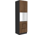 VELO 60 DPS-210 3S1F Hochschrank für Backofen schwarz matt / Nussbaum Okapi