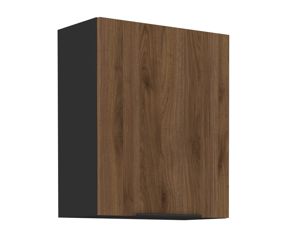VELO 60 G-72 1F Küchenhängeschrank, schwarz matt / Nussbaum Okapi
