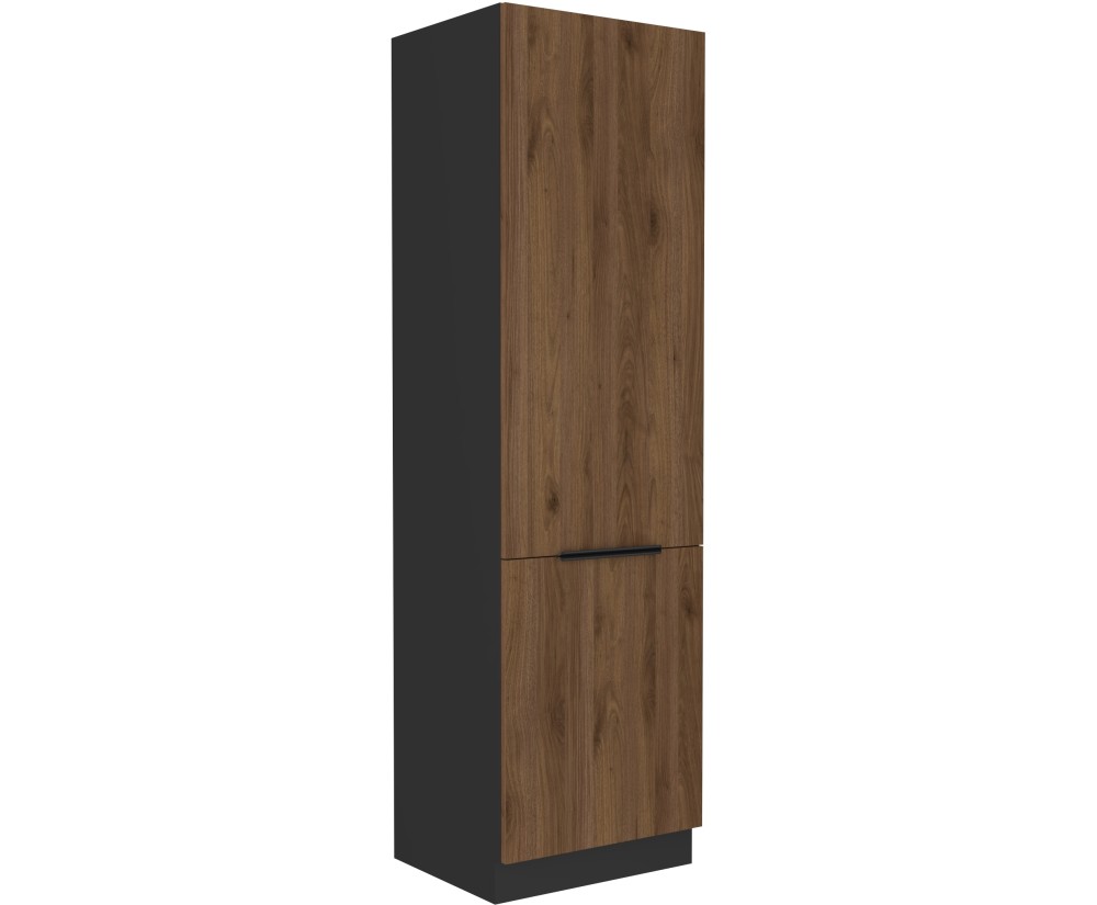 VELO 60 LO-210 2F Kühlschrankumbau, Hochschrank schwarz matt / Nussbaum Okapi