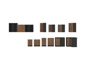 VELO 60 LO-210 2F Kühlschrankumbau, Hochschrank schwarz matt / Nussbaum Okapi