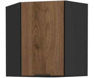 VELO 60x60 GN-72 1F Küchenhängeschrank, Eckschrank (45°) schwarz matt / Nussbaum Okapi