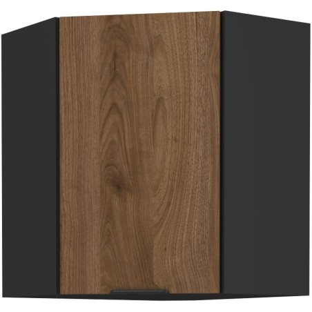 VELO 60x60 GN-72 1F Küchenhängeschrank, Eckschrank (45°) schwarz matt / Nussbaum Okapi
